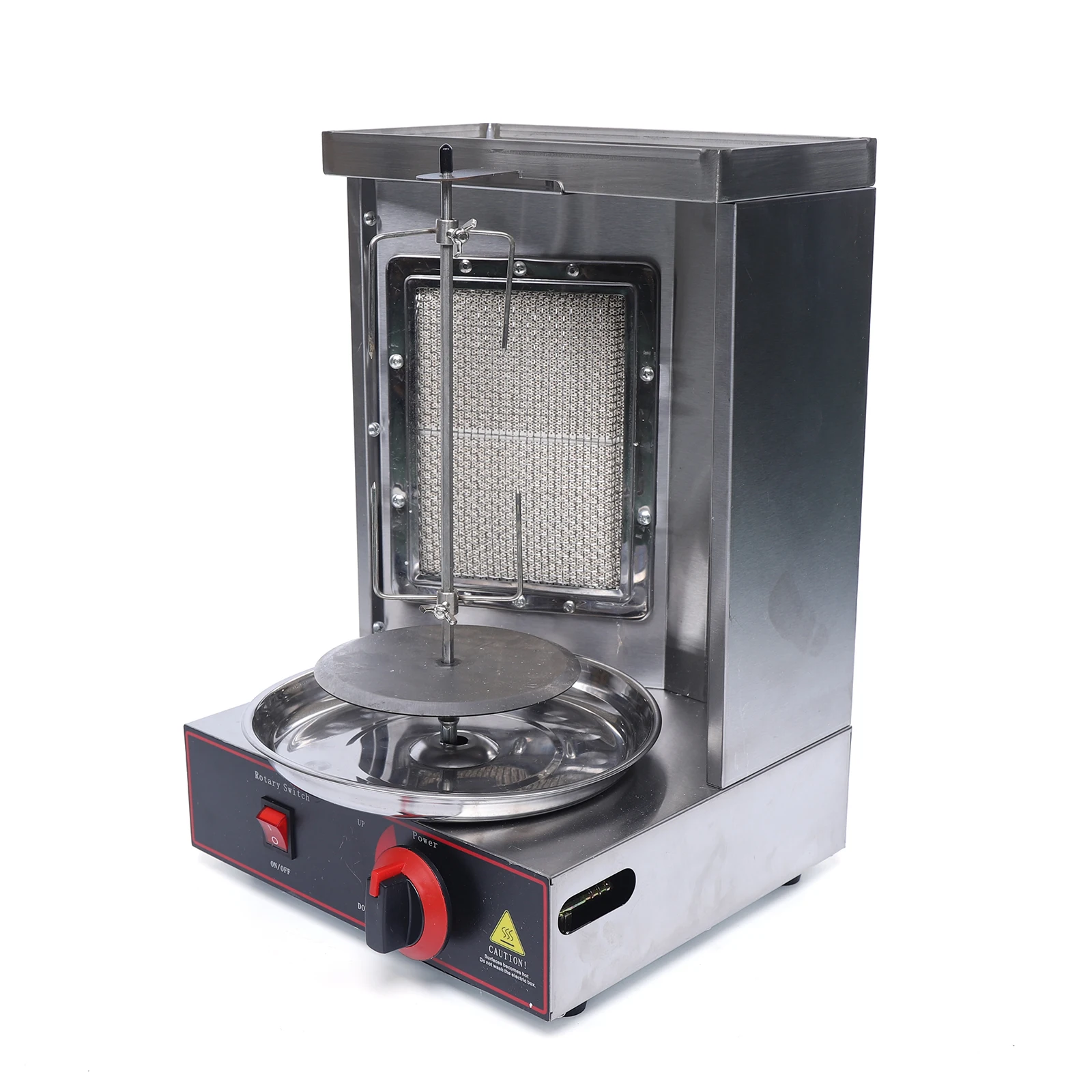 Gas Vertical Broiler Shawarma Machine, Stainless Steel Rotisserie Oven with 1 Burner for Kitchen Restaurant Cooking BBQ