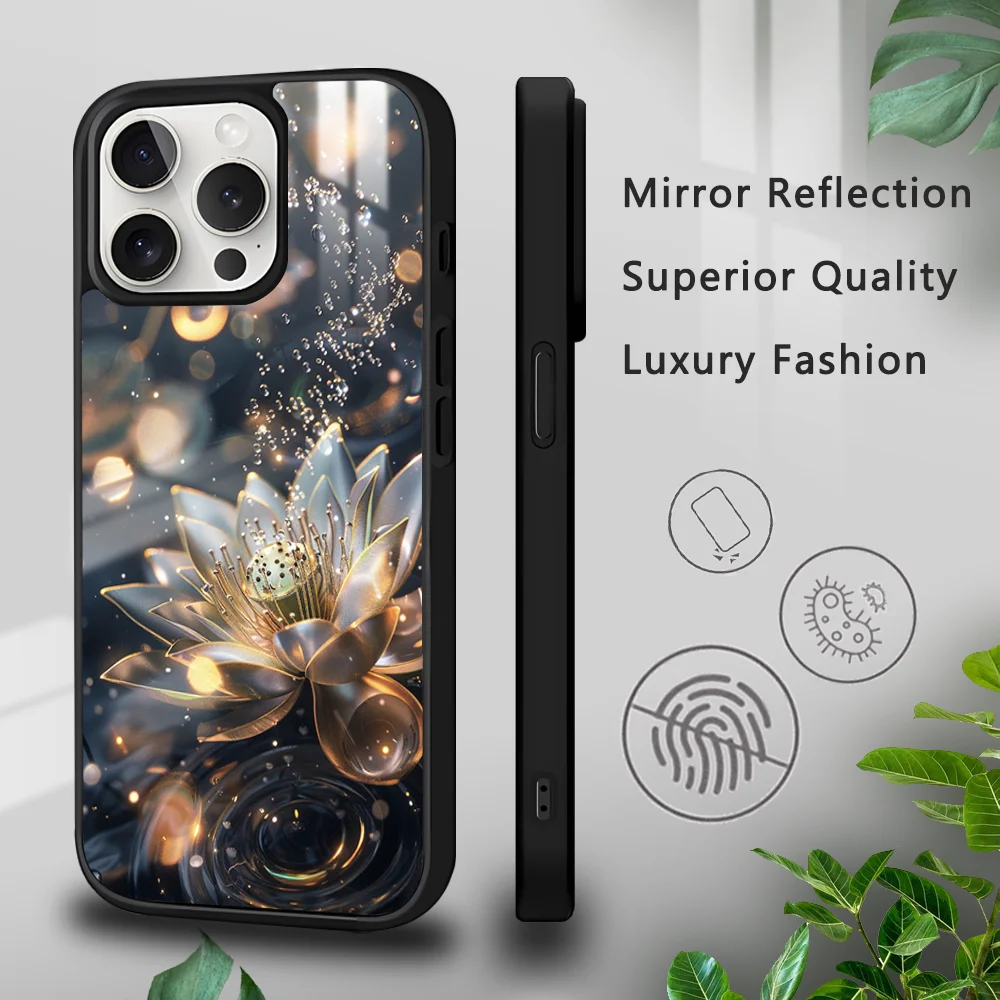 

Luxury Lotus Flower Phone Case For iPhone 16 15 14 13 12 11 Pro Xs Max Mini Plus Celulares Hard Funda