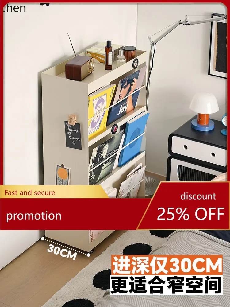 W5.19 Bottom Left Standard Storage Simple Household Floor Bookshelf Movable Storage Cabinet Bedroom Multi-layer Storage Rack