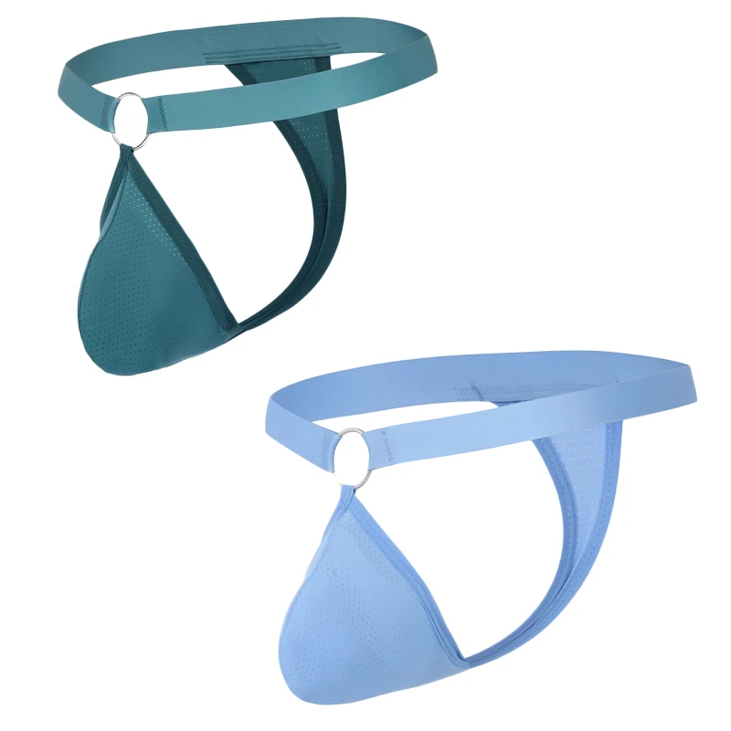 

2PCS Sexy Thongs Men Summer Underwear U Convex Mesh Breathable Bikini T-back Low Waist Underpants Jockstrap Men