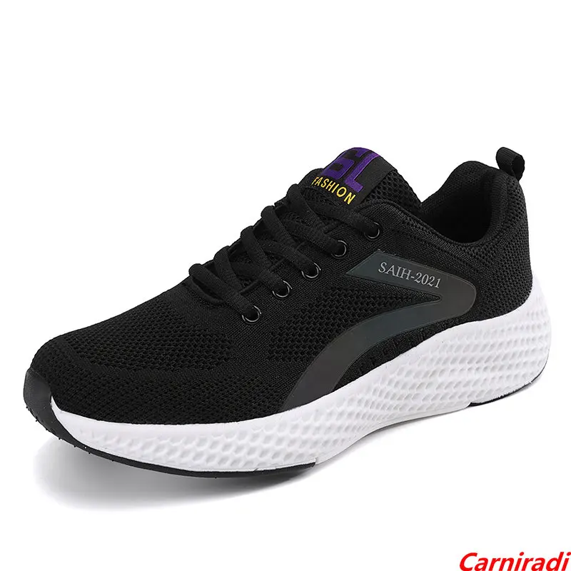 Flying Woven Breathable Casual Running Shoes Women Autumn Lac-up Sport Lightweight Sneakers Ladies Mesh Baskets Jogging Shoes