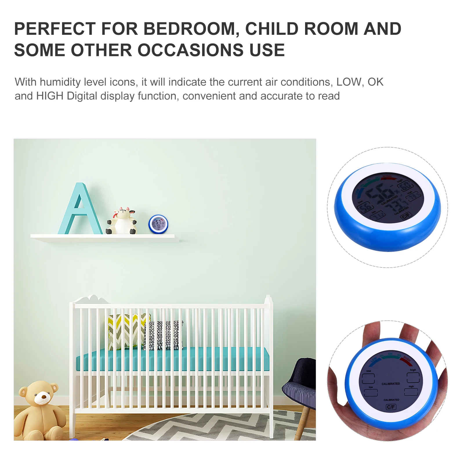 

Digital Thermometer Hygrometer Indoor Temperature Humidity Monitor Home Office Bedroom Celsius Fahrenheit Switchable