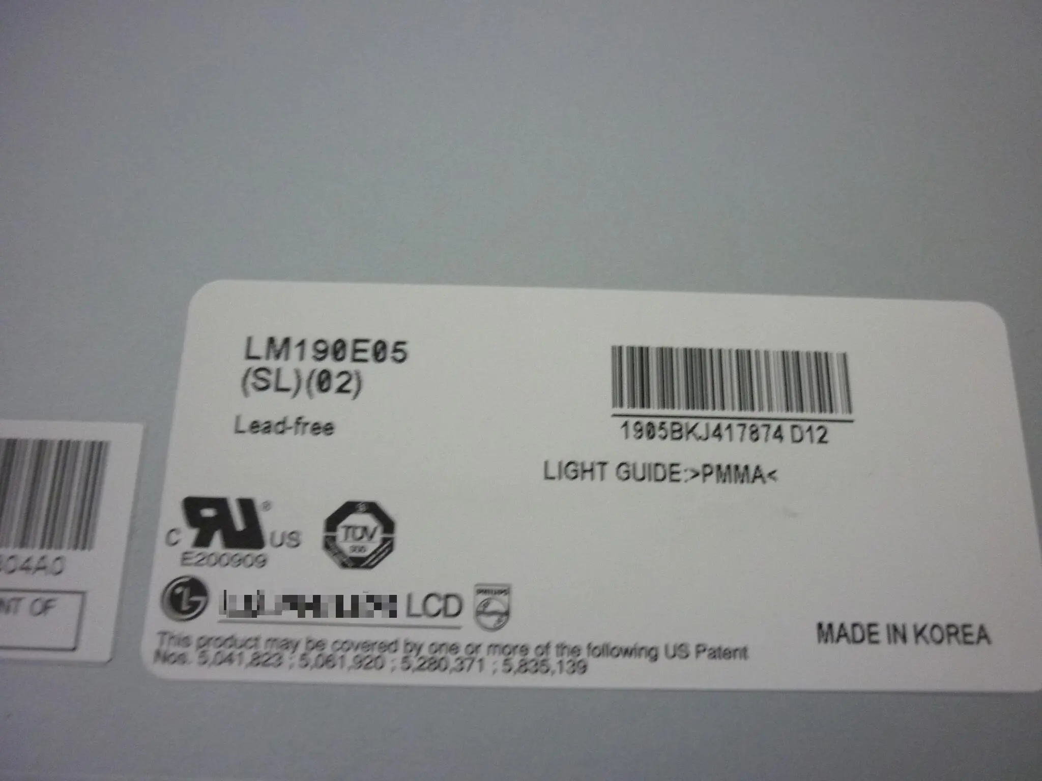 LM190E05-SL02 19 Cal Panel wyświetlacza LCD