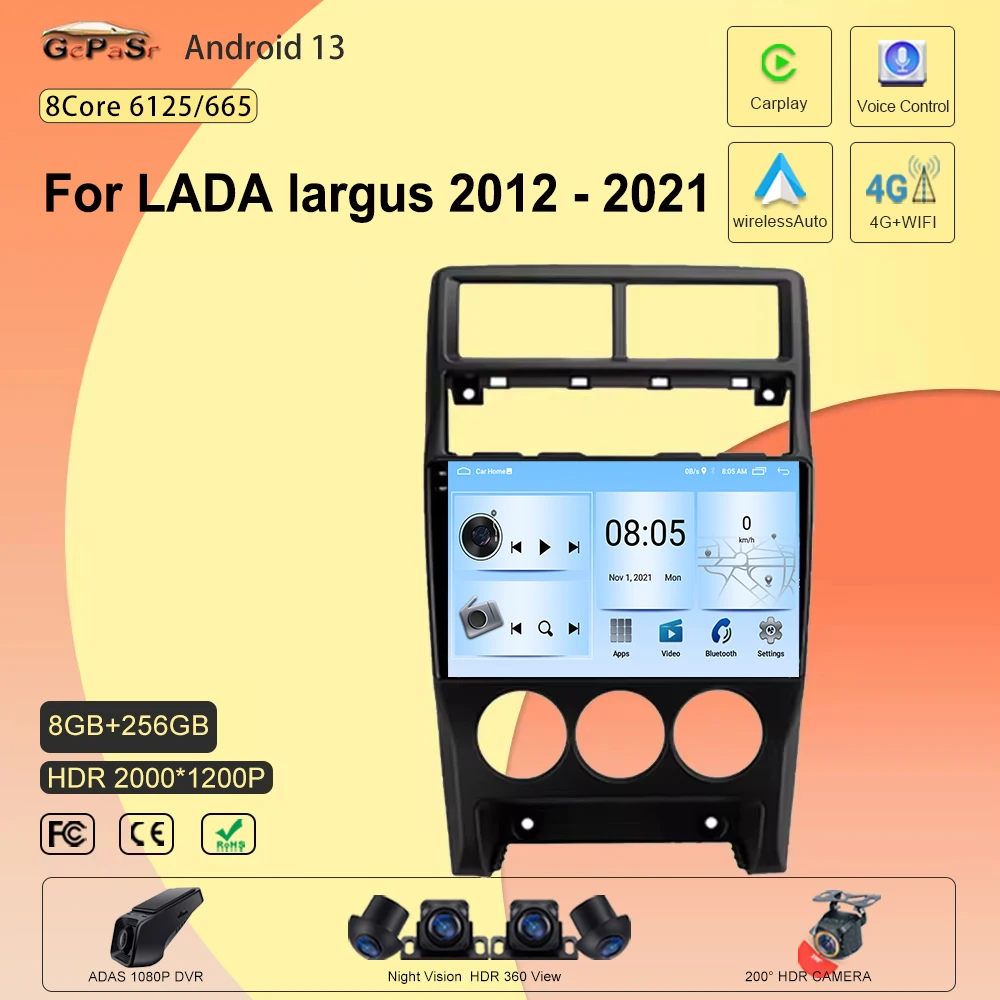 Android13 For LADA largus 2012 - 2021 Car Radio Multimedia Video Player Navigation  High-performance CPU  No 2din DVD 5G