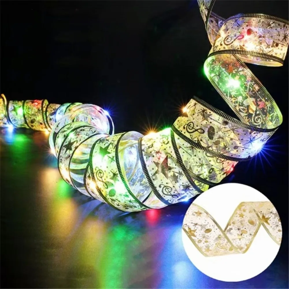 New Ribbon Style Xmas Tree Lights USB/Battery Powered Warm White Fairy Lights String 10m Length DIY String Lights Holiday Decor