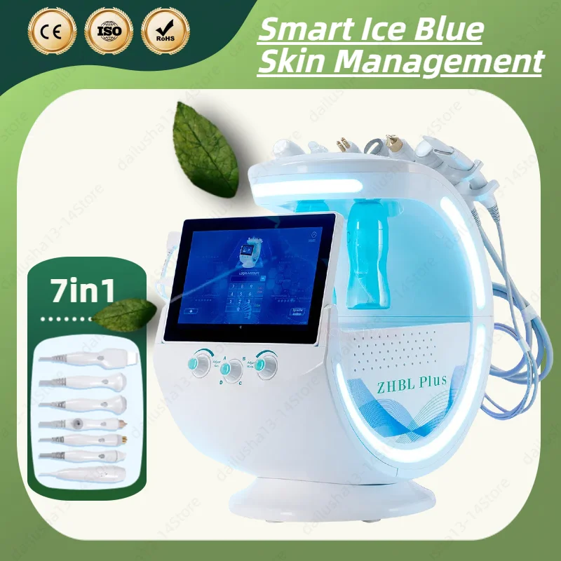 

Newest Dermabrasion 7 in 1 Smart Ice Blue Skin Management System Multifunction Facial Beauty Machine For Deep Cleaning