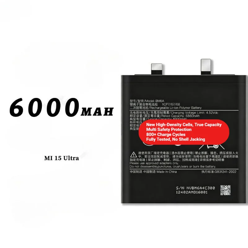 BM6A for Xiaomi Mi 15 Ultra Phone Battery 0 Cycle High Quality High Capacity Battery Replacement Bateria Grade A Cell with Tools