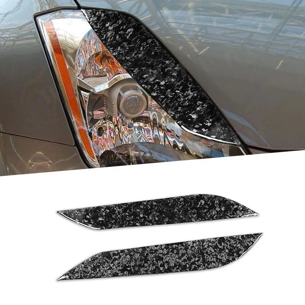 

2 шт./компл., накладки на передние фары для бровей, кованый карбон для Nissan 350z 2006-2009, передний бампер, Стайлинг автомобиля