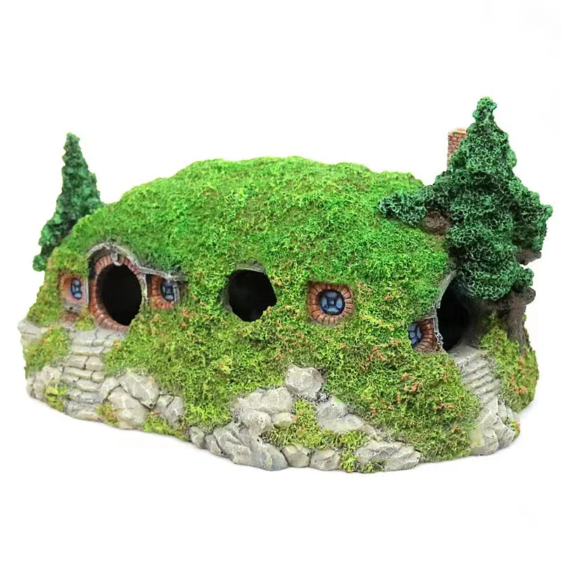 Imagem -03 - Rockery Paisagismo Ornamento para Decoração de Aquário Hobbit House Caverna Fish Tank Réptil Buraco Abrigo Ornamento