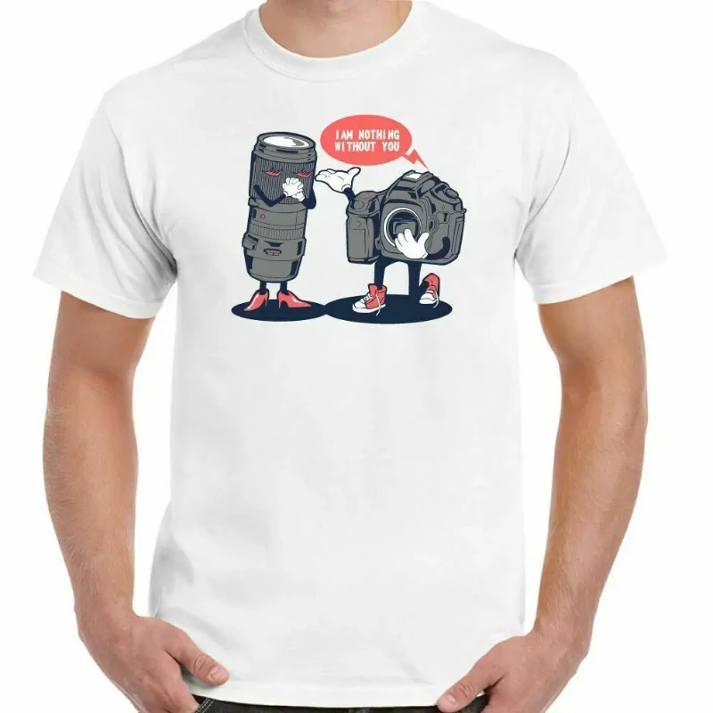 Photography Printed T-Shirt Mens Funny Photographer Camera Lens Tee Nothing Without You Fashion Casual Comfort Unisex Tshirt