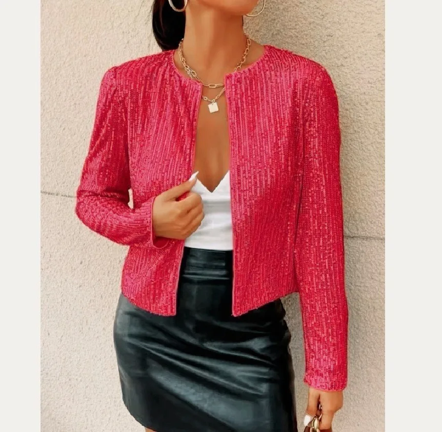 

Elegant, Stylish & Casual Short Sequin Jacket for Women - Versatile for Outdoor Wear
