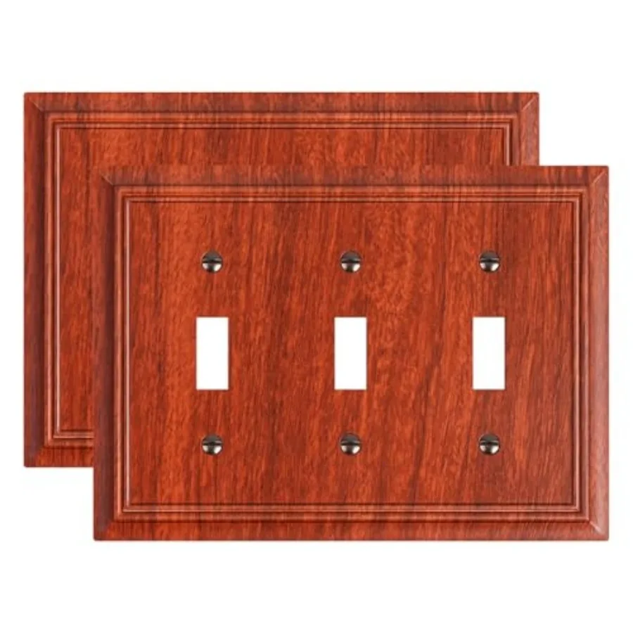 

2-Pack Triple Toggle Light Switch Cover Plate, Durable Natural Bamboo Fiber Decorative Switch Plate Covers, 3 Gang Wall Plate,