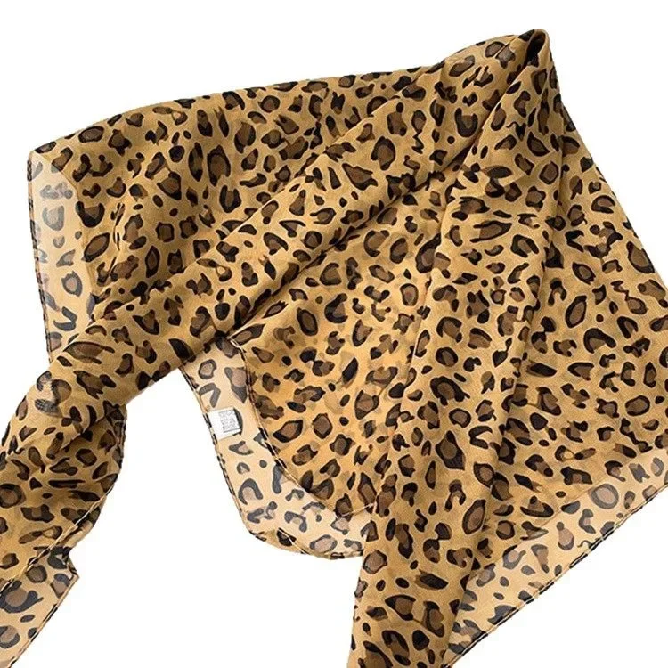 وشاح باندانا بطبعة الفهد - غطاء رأس رقص الهيب هوب القديم، منديل صيفي مربع للنساء، طراز عتيق #5