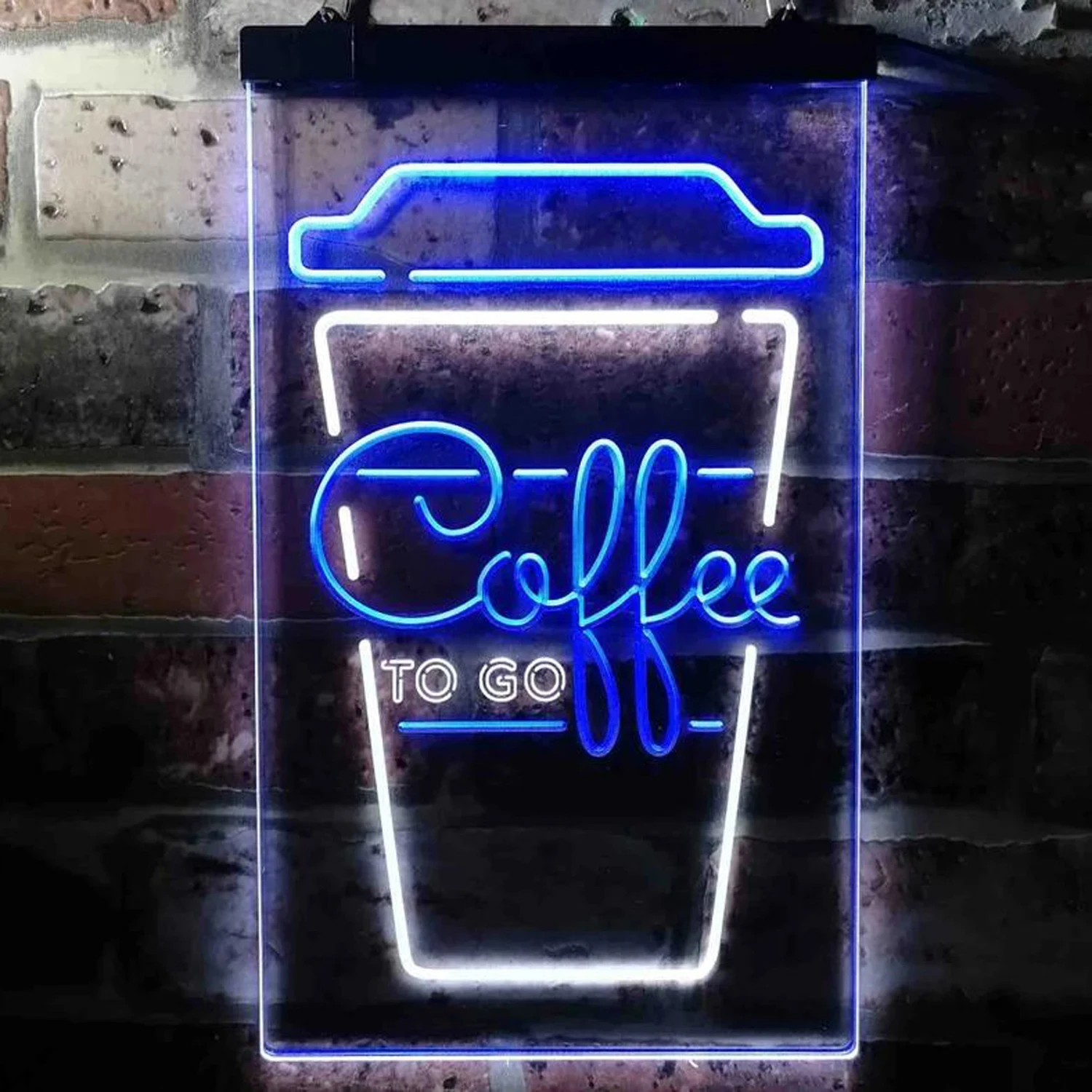 Dual Color Coffee To Go Shop Coffee Take Away LED Neon Light Cafe Wall Decor Coffee Neon Sign Hanging Light-3D Carving Wall Art