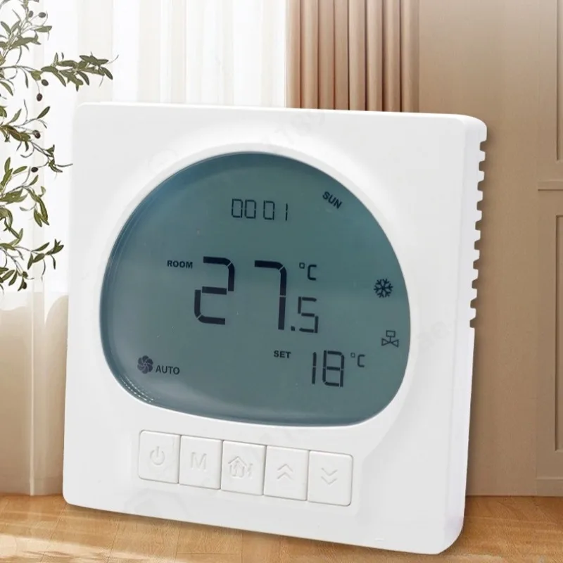 Touch Screen Fan Coil Temperature Control Panel 3 Speed Adjustable Smart Thermostat Switch for Air Conditioning System