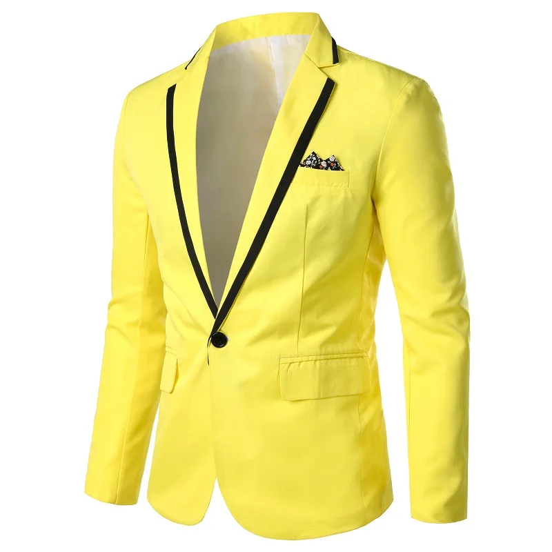 Giacca Slim da uomo Business Casual Suit Jacket Wedding Groom Blazer da uomo con un bottone