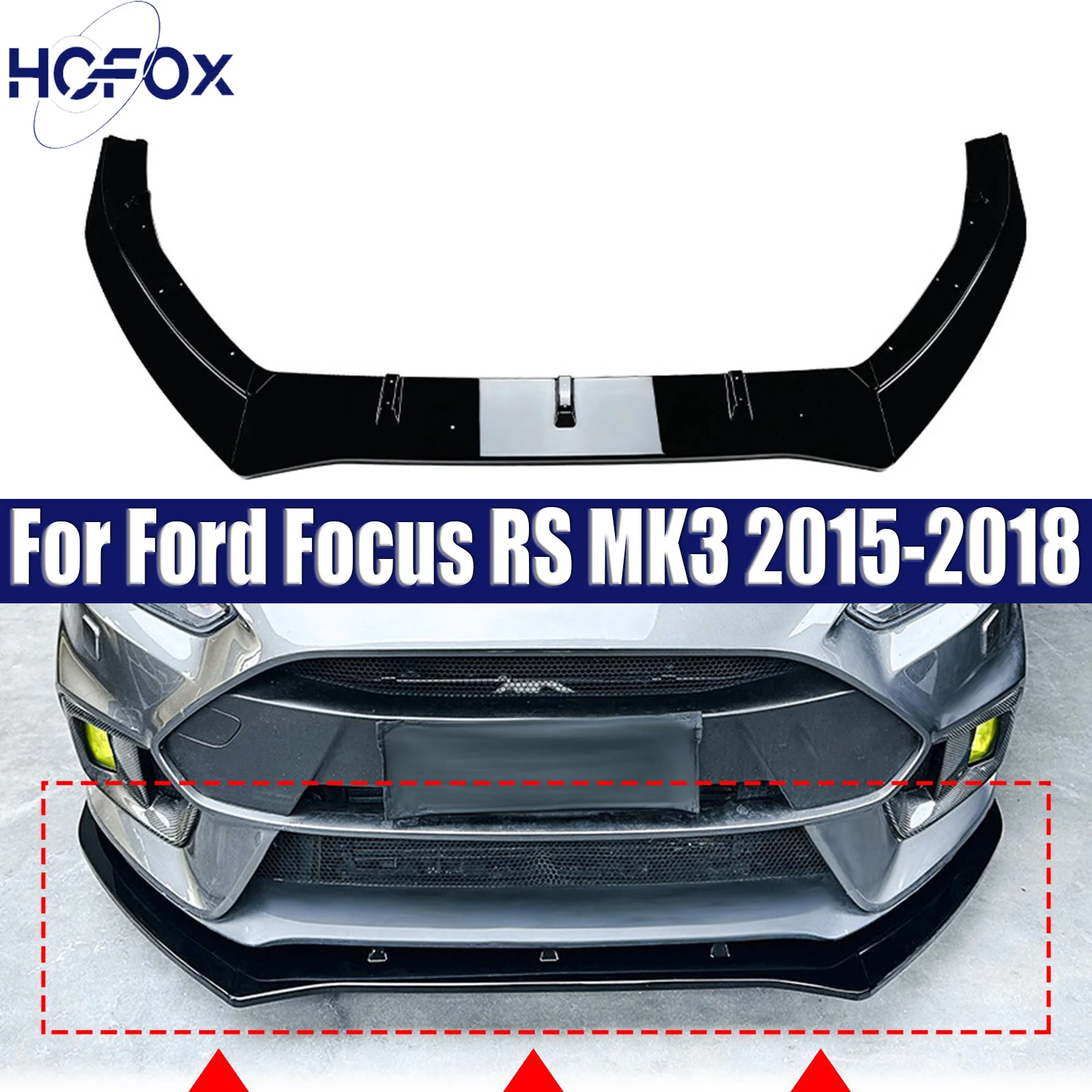 

For Ford Focus RS MK3 2015-2018 Black Splitter Diffuser Trim BodyKits Tuning Front Bumper Lip Spoiler