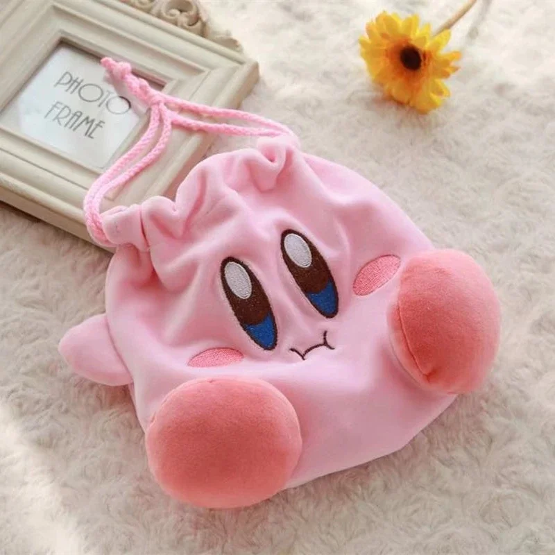 Kirby Plush Doll Cosmetic Bag Cute Anime Cartoon Girl&Child Coin Purse Fashion Lipstick Storage Drawstring Bag Holiday Gifts