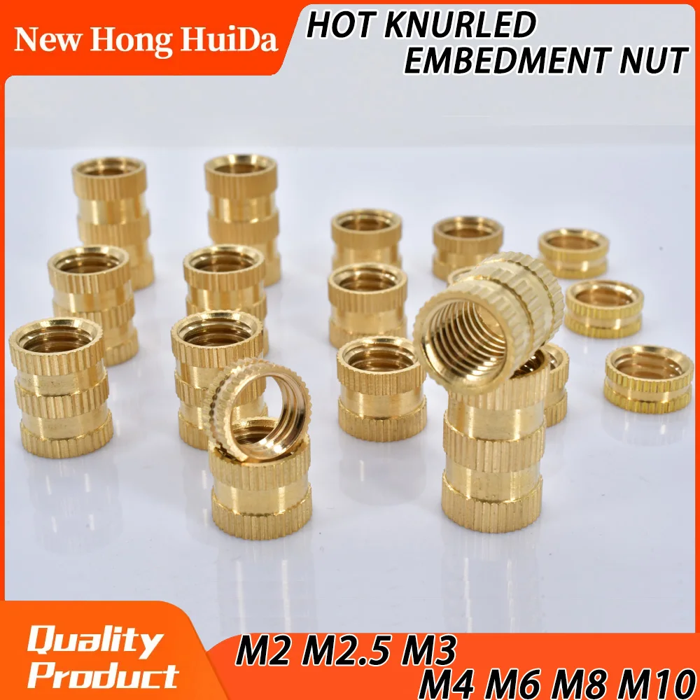 M2 M2.5 M3 M4 M5 M6 M8 M10 Hot Melt Knurled Thread Injection Nut Insert 3D Print Brass Thread Heat Set Hot Knurled Embedment Nut