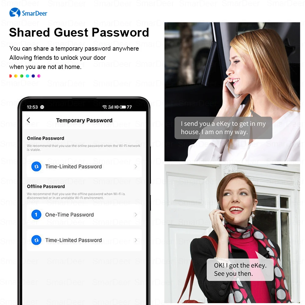 SmarDeer Electronic Lock for Tuya smart lock with Biometric Fingerprint Lock  5-in-1 keyless entry Digit Lock with Code