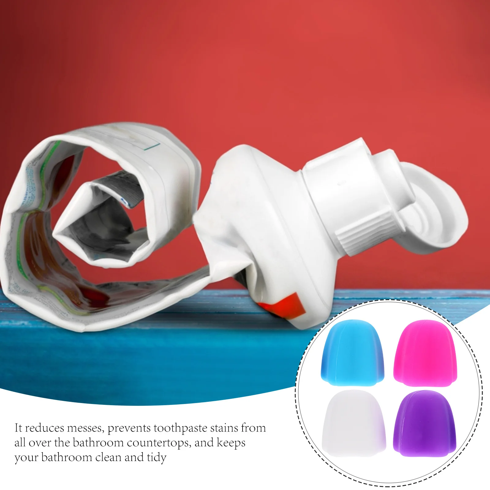 4 szt. Silikonowe nakładki na pastę do zębów, innowacyjny design, przenośne osłonki, organizacja łazienki, artykuły gospodarstwa domowego.
