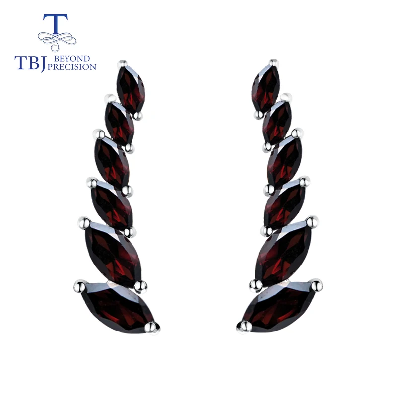 TBJ – boucles d'oreilles en pierre naturelle et grenat, bijoux fins en argent sterling 925 de conception simple pour femmes, cadeau de vendredi noir ou de noël