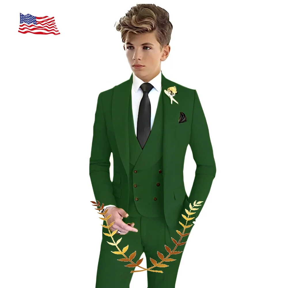 

Boys Suit 3 Piece Wedding Tuxedo Jacket Vest Pants Set 2-16 Years Old Kids Party Outfit Formal Blazers