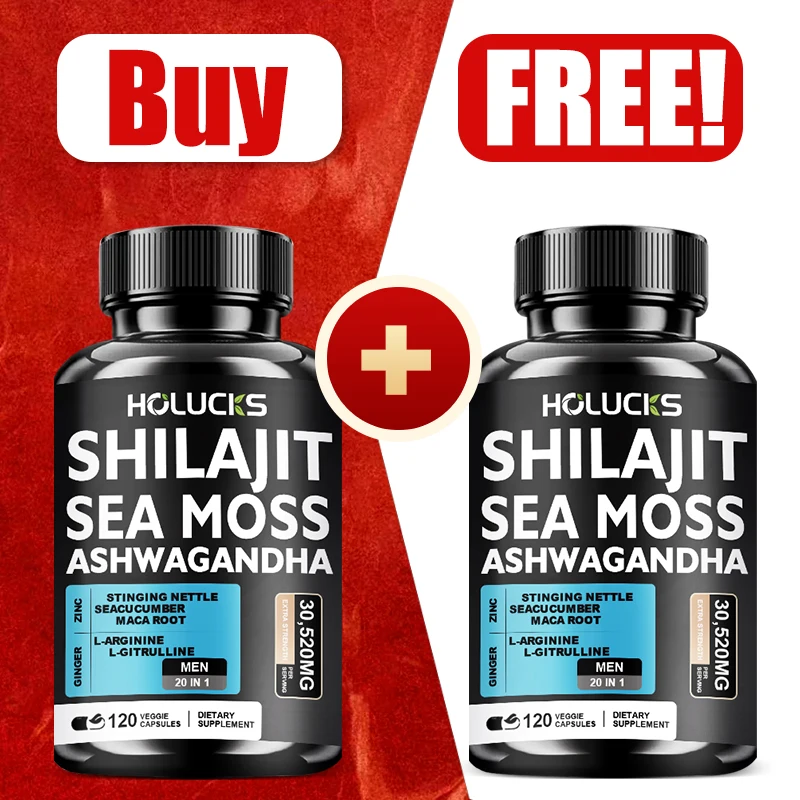 

Buy 1 Get 1 Free! Pure Shilajit & Sea Moss Supplement, for Boosts Testosterone, Physical Performance & Mental Focus, Stamina
