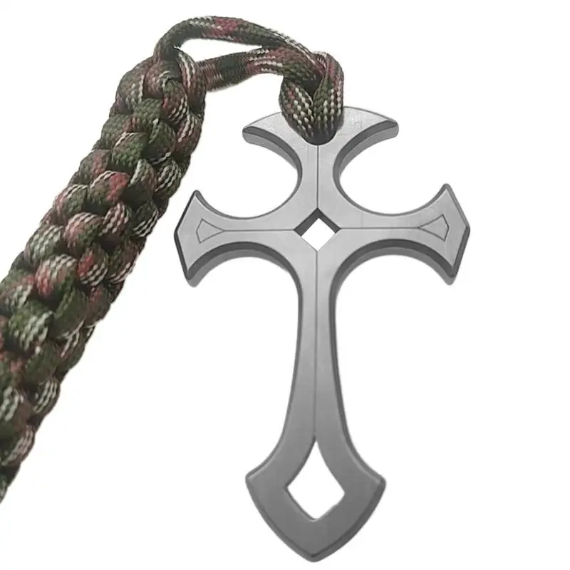 

Self-Defense Knuckles Titanium Alloy Survival Pendant Portable Cross Metal Knuckles Self-Defense Window Breaking Device for