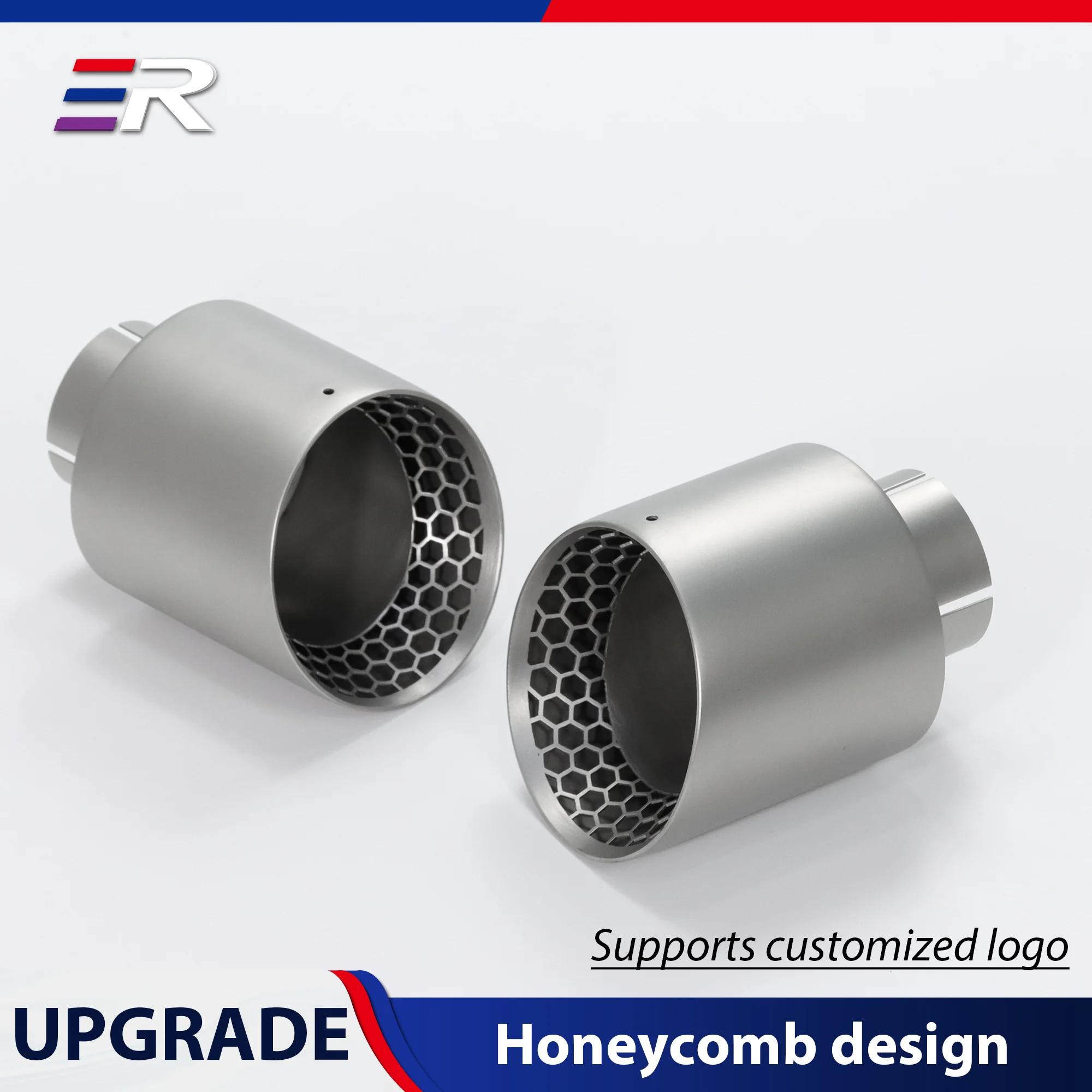 ER Universal Matte Stainless Steel Exhaust Tip Upgrade Honeycomb design Nozzle Muffler for Exhaust pipe Modify Customization