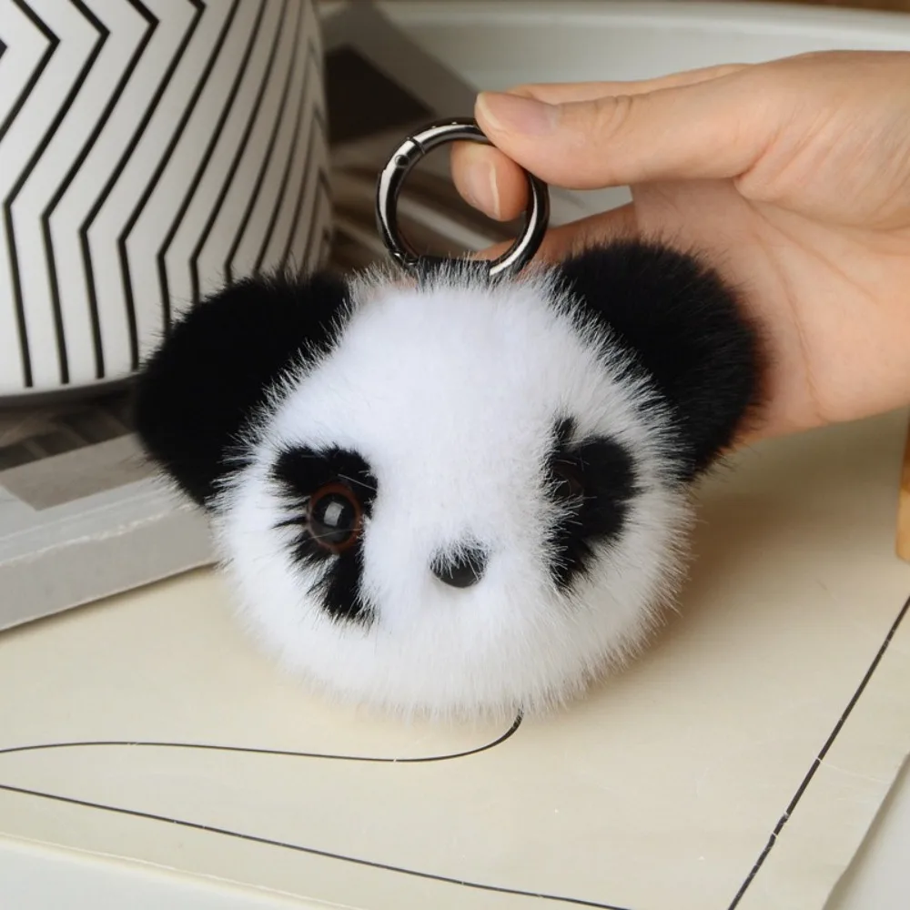 Kawaii pluszowa panda zabawka breloczek bawełniana lalka włosy z norek niedźwiedź brelok metalowa torba ozdoba wisiorek w kształcie zwierzątka codzienny