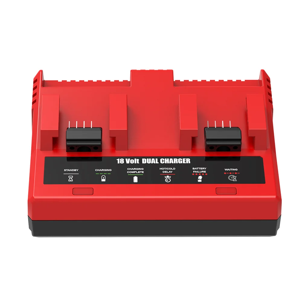 

18V 6A 108W Rapid Charger Replacement for Milwaukee M18 Battery Charger Station 2Ports 48-59-1802 48-59-1812 US Plug