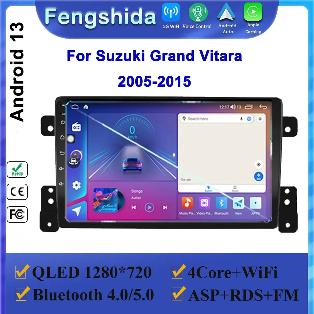 

Android 13 Car Radio DVD For Suzuki Grand Vitara 2005-2015 Multimedia Video Player GPS Navigation 2din 7862 CPU BT QLED Screen