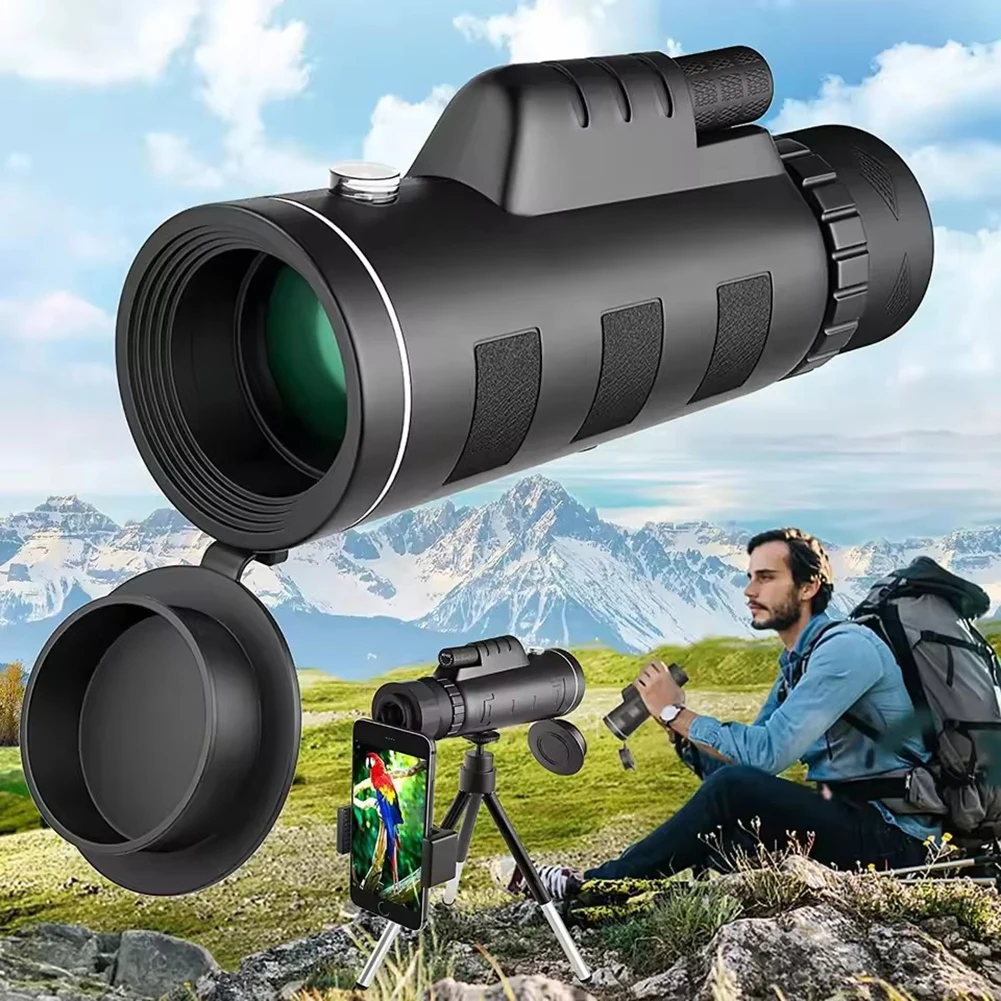 Telescopios monoculares 40x60 para adultos Telescopios de visión nocturna de alta potencia impermeables con adaptador/trípode para teléfono inteligente