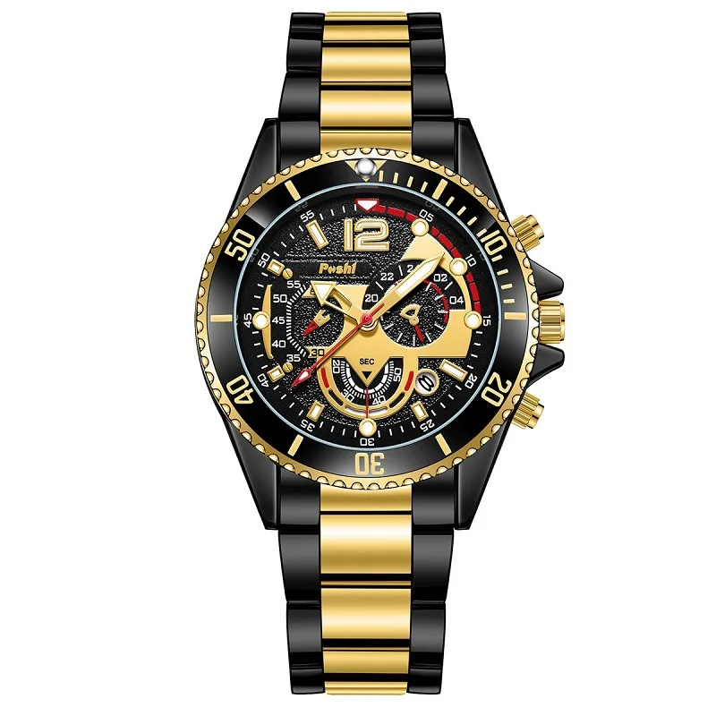 رجال الأعمال الفاخرة ساعة كوارتز سبائك الذهب سوار فولاذي التقويم سوار ساعة معصم رجالية هدية Relogio Masculino