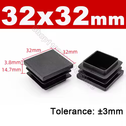 Black Square Pipe Tube Cap Plastic Tubing End Cover Glide Insert Blanking End Plugs Bung 10/13/15/16/18/19/20//22/23/25/28-200mm - Image 15