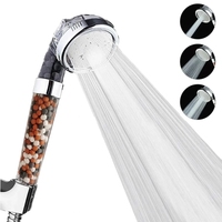 Upgraded 3 Functions High Pressure SPA Shower Head Water Saving Handheld Rainfall Bathroom Accessory Anion Filter Showerhead