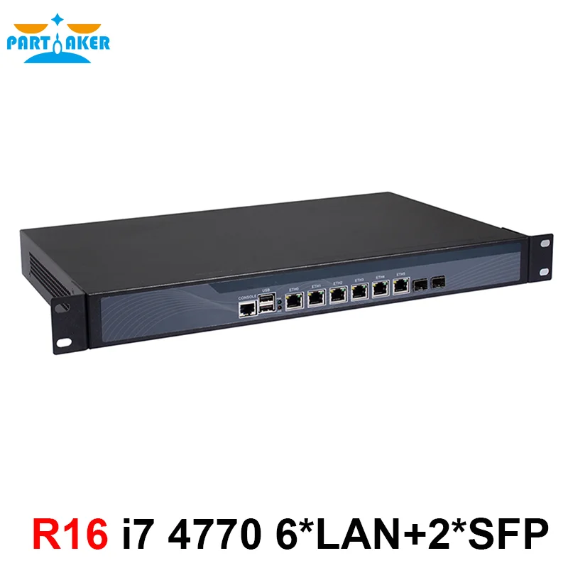 ไฟร์วอลล์ VPN 19 นิ้ว 1U Rackmount อุปกรณ์เครือข่าย Intel Z87 i7 4770 i5 4430 i3 4160 พร้อม 6 LAN 2 SFP 82599ES 10 Gigabit AES-NI