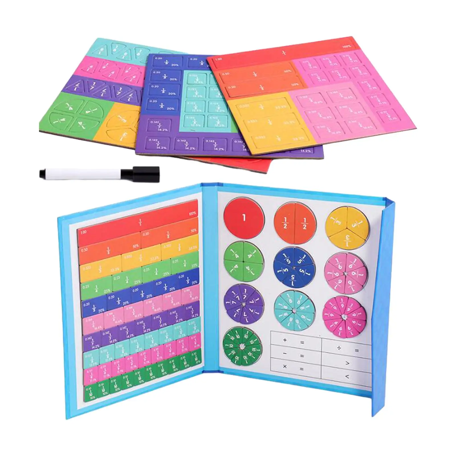 Support de livre pour l'apprentissage des fractions, jouets en forme d'arc-en-ciel, outils fuchsia, aide au développement des fractions, idée cadeau