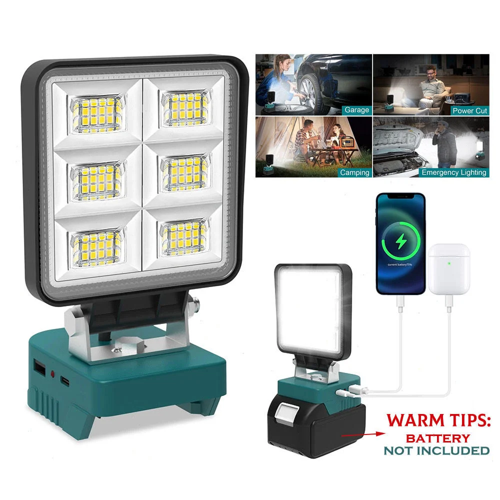 LED Work Light for Makita 18V LXT Battery Cordless Portable Flashlight High Power Outdoor LED Lamp with USB Output