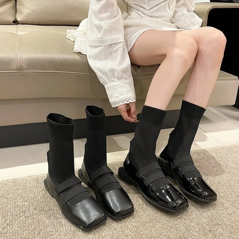 

New Style Fashionable Patent Luxury Leather Long Boots for Girls Autumn Winter Back Zipper Princess Boots Plush Warm Shoes Boots