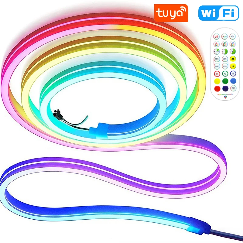 

Светодиодная неоновая лента Tuya WiFi с вилкой 12 В ЕС, Австралии, Великобритании, США, Dreamcolor RGB Lights, водонепроницаемая гибкая лента, украшение комнаты