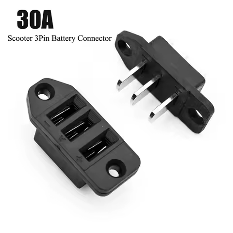 30A Scooter 3Pin Battery Connector Vertical 3-pin Power Socket Male Female Large Spacing Battery Interface Battery Plug Adapter
