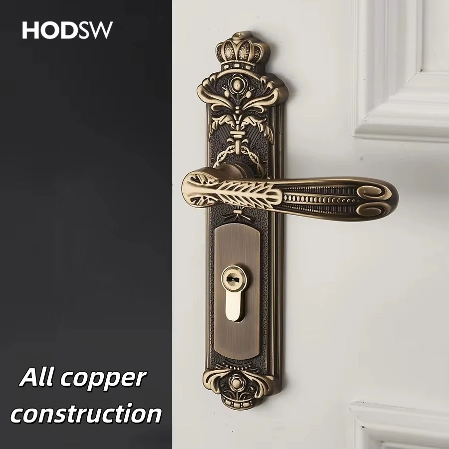 European Style Full Copper High Quality Door Lock Bedroom Silent Security Door Lock Indoor Deadbolt Lock Home Kitchen Hardware