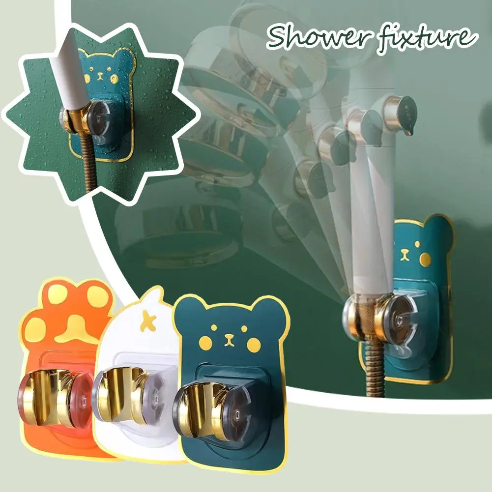 Showerhead Bracket Cartoon Stand Plastic Shower Head Holder 360° Accessories Bathroom Head Shower Base Wall Mount Adjustabl D0I9