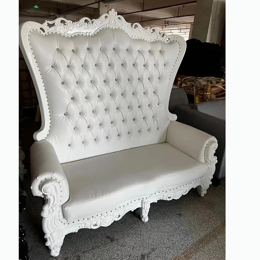Guangzhou China golden high back antique pedicure royal wedding sofa sets BRIDal sofa king throne chair rental view 4