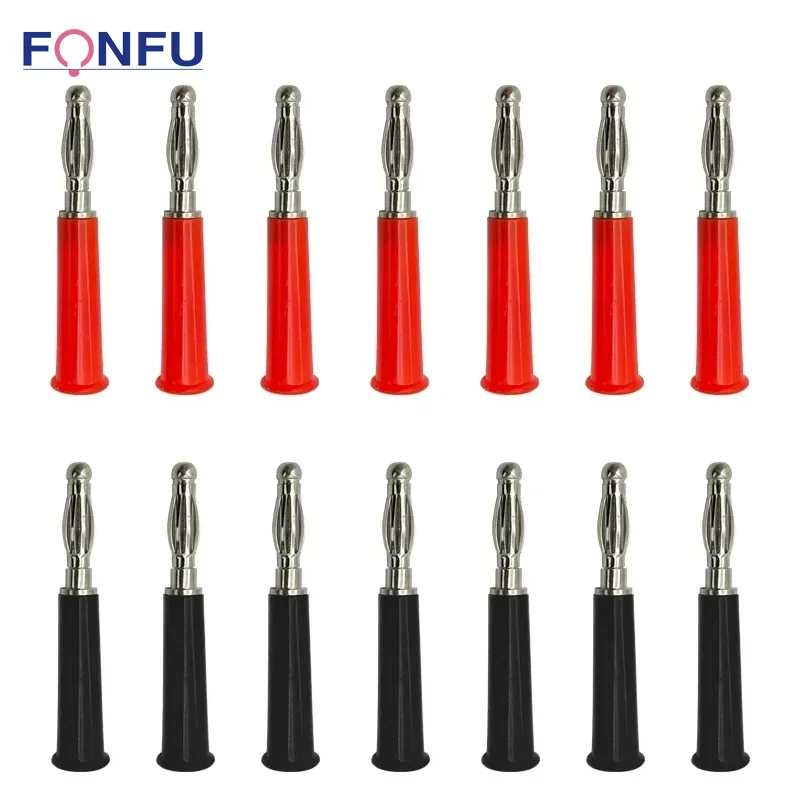 

40pcs 4mm New Banana Plug Connector Screw-type Banana Head Plug Silvery Black And Red Color Nickel-plated Plastic Banana