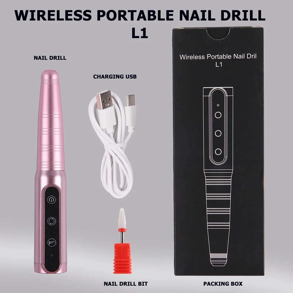 ワイヤレスネイルドリル研磨ペン USB インターフェース充電式ネイルドリルマシンセットポータブルマニキュアドリルサロンツール