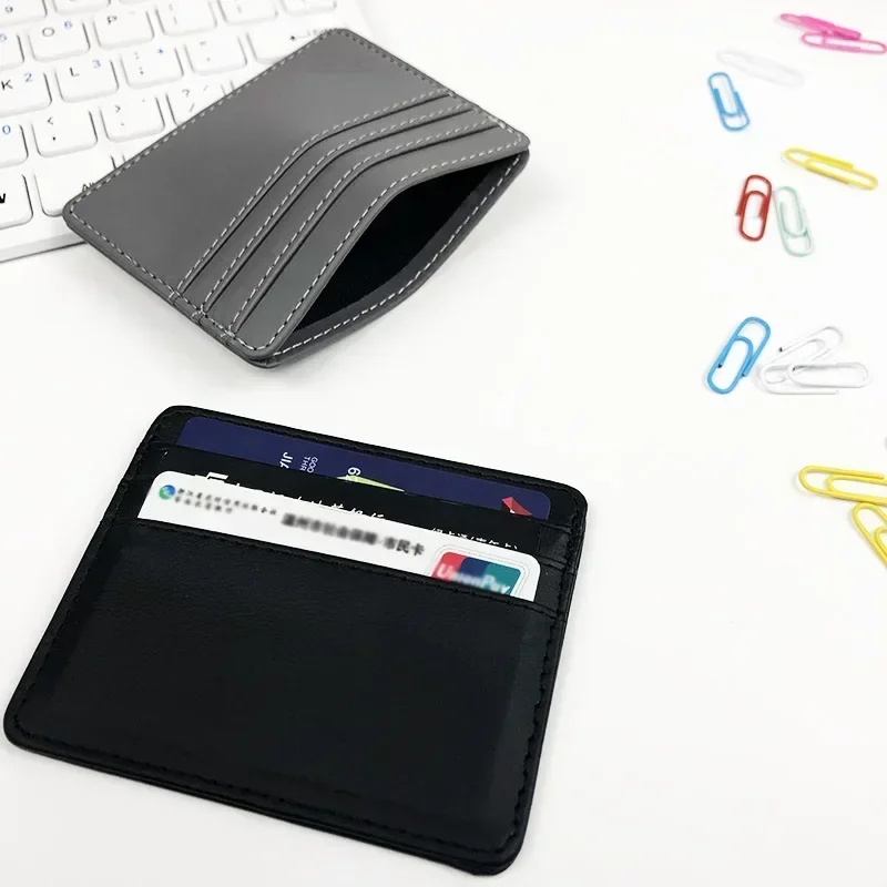 Cartera delgada con tarjetero para identificación y tarjetero bancario para hombres y mujeres, funda protectora de tarjetas de cuero PU de negocios, funda para tarjetas de monedas, bolsa