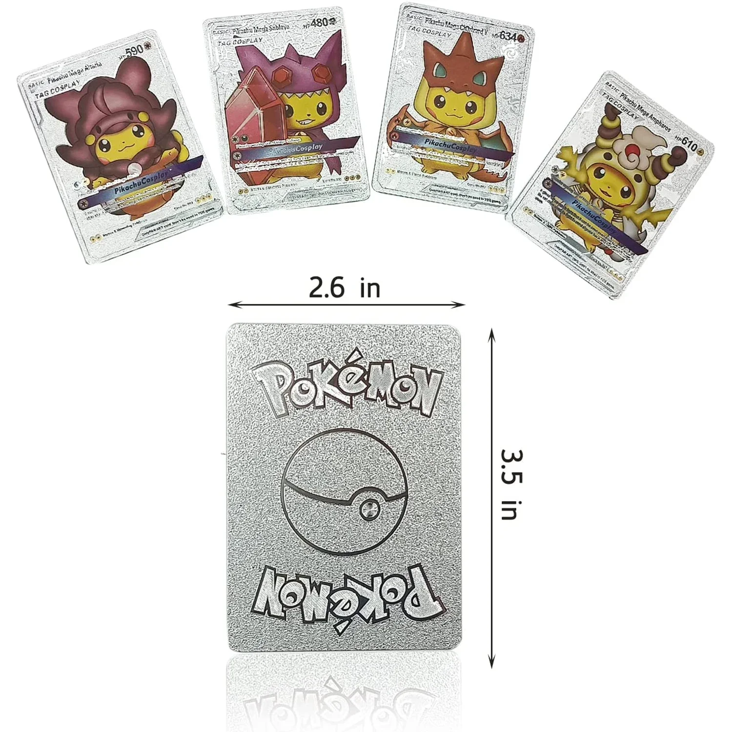 Tarjeta de papel de aluminio dorado colorido de Pokémon, Charizard, Pikachu, Arceus, plata, negro, arcoíris, inglés, francés, alemán, español, VSTAR